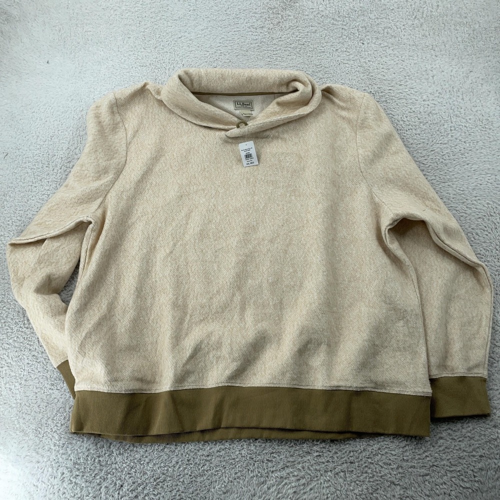 L.L. Bean Fleece Pullover Sweater Mens 2XL Khaki Heather Heritage Marled